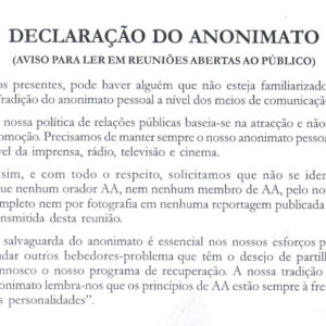 Declaração do Anonimato