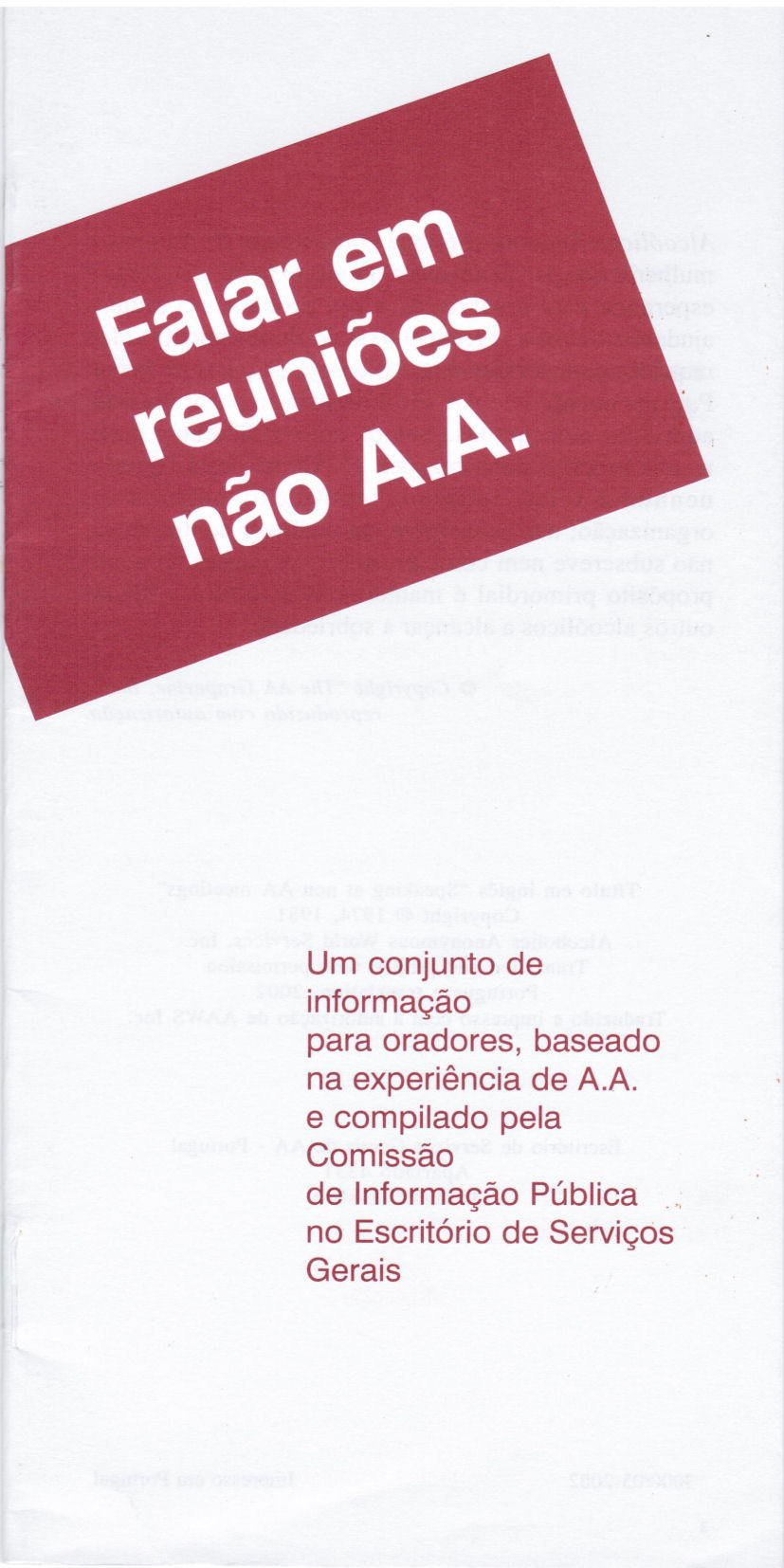 Falar em reuniões não AA